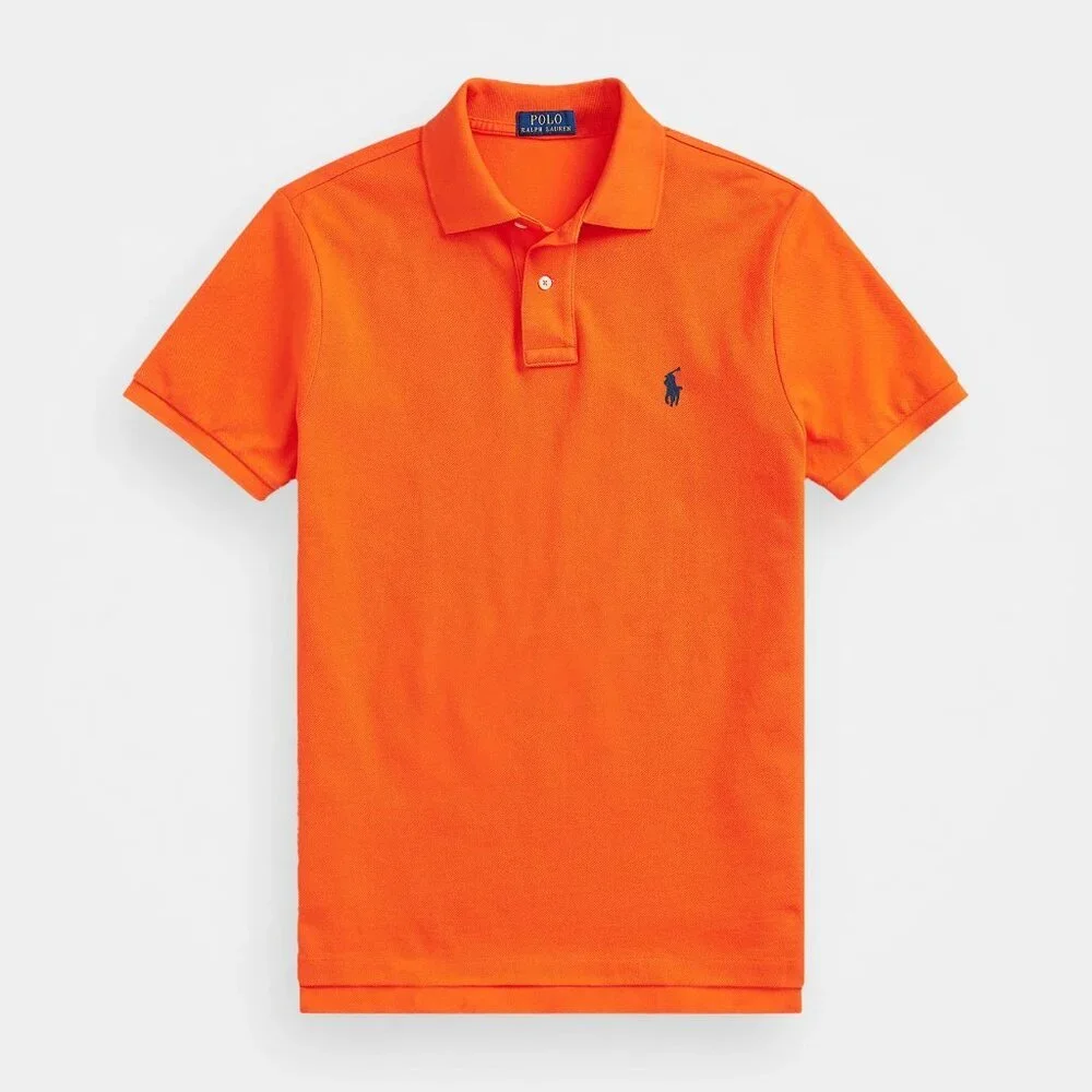 NWT Polo Ralph Lauren Men's Classic Fit Mesh Pony Logo Polo Shirt Orange M